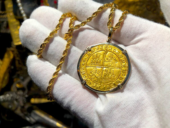 Buy Spanish Ship Pendant and Necklace, Spain 25 Centimos Ship Coin Hand  Cut, 14 Karat Gold and Rhodium Plated, 1 in Diameter, R 810 Online in India  - Etsy